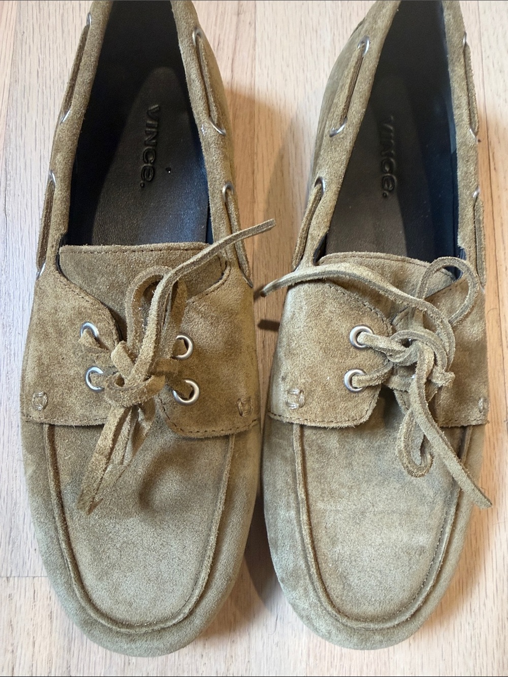 Vince Suede Boat Shoes in Olive Green